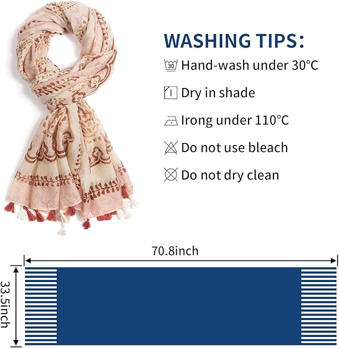 Scarf for Women Lightweight Soft Floral Leopard Printed Scarves Fall Winter Fashion Shawl Wrap with Fringe
