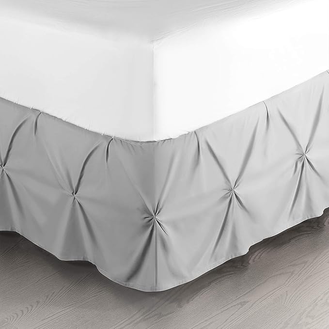 Nestl Premium Microfiber Bedskirt - Twin Size, Pinch Pleat, 14" Drop, Hotel Quality, Light Grey