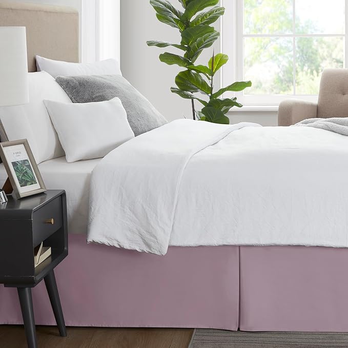 Nestl Dusty Purple Full Bed Skirt - Full Size Bed Skirt 14 Inch Drop - Brushed Microfiber Bed Skirts - Hotel Quality Pleated Bed Skirt - Shrinkage & Fade Resistant