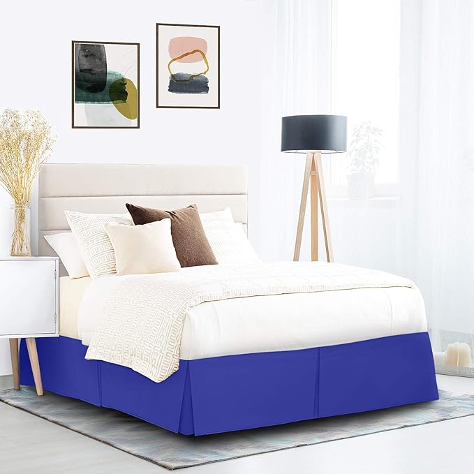 Nestl Royal Blue Blue Bed Skirt Queen Size - Queen Bed Skirt 14 Inch Drop - Brushed Microfiber Bed Skirts - Hotel Quality Pleated Bed Skirt - Shrinkage & Fade Resistant