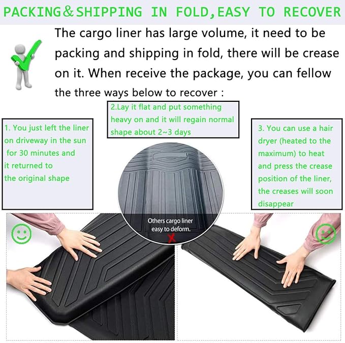 All Weather Rear Cargo Liners Trunk Tray Mats Protector Custom Compatible with KIA Sportage 2017 2018 2019 2020 2021 2022, 3D Waterproof Durable Odorless Flexible Black TPO Accessories
