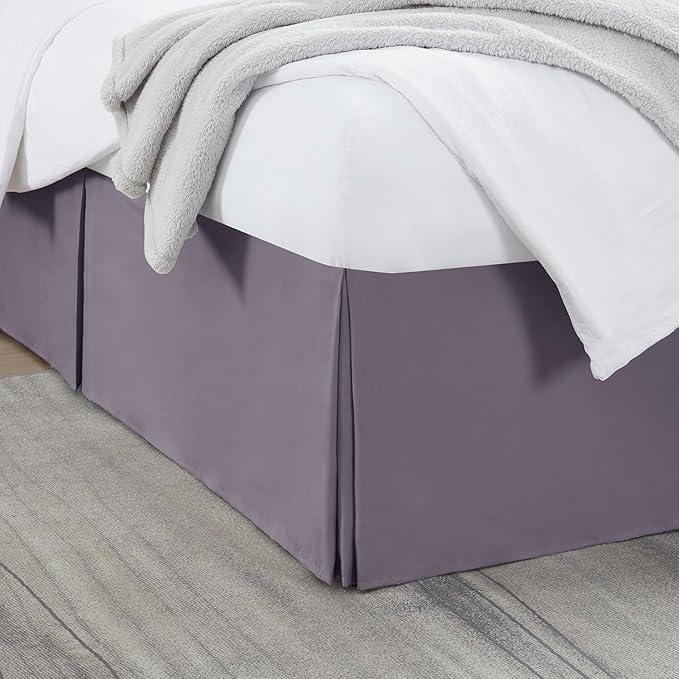 Nestl Grayish Purple Full XL Bed Skirt - Full XL Size Bed Skirt 14 Inch Drop - Brushed Microfiber Bed Skirts - Hotel Quality Pleated Bed Skirt - Shrinkage & Fade Resistant