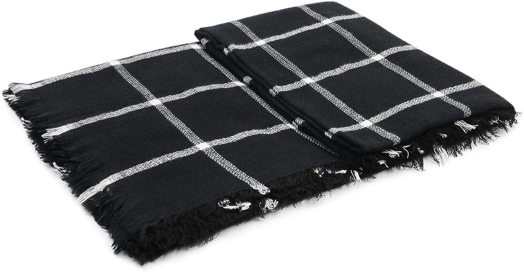 American Trends Women's Cozy Warm Winter Fall Blanket Scarf Stylish Soft Chunky Checked Giant Scarves Shawls