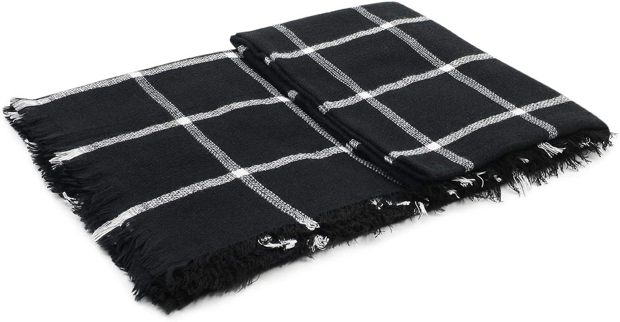 American Trends Women's Cozy Warm Winter Fall Blanket Scarf Stylish Soft Chunky Checked Giant Scarves Shawls
