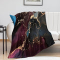 Modern Marble Blanket, Abstract Luxury Baroque Golden Purple Blue Stone Veins Pattern Soft Warm Cozy Plush Flannel Covers for Livingroom Bedroom Couch Chair Camping Travel Home Decor Tapestry 30x40in