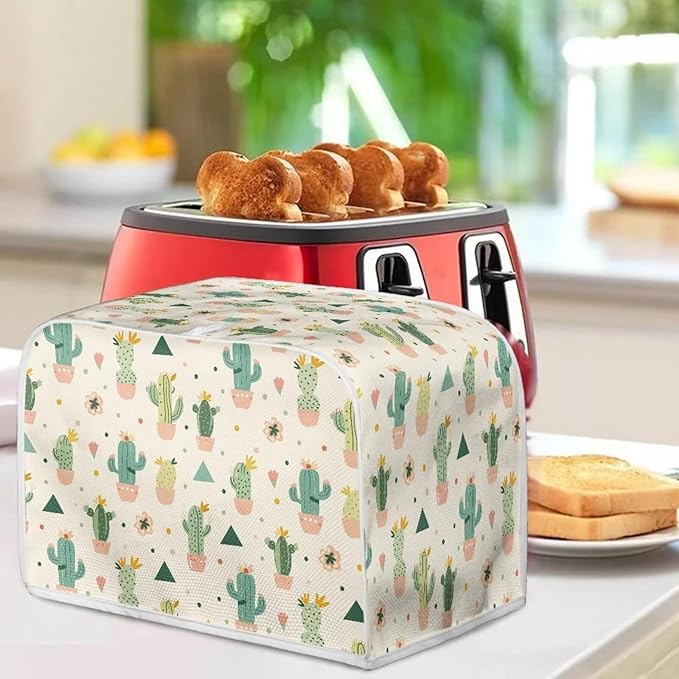 ZFRXIGN Cactus Toaster Cover 4 Slice Wide Slot Toaster Dust Covers Oven Cover Stain Resistant Kitchen Small Appliance Cover with Top Handle Home Decor Mexican Toaster Cover Beige