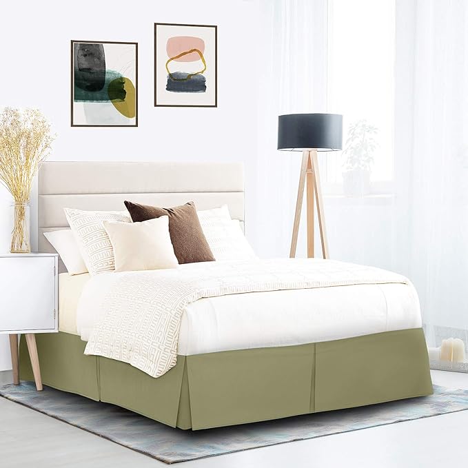 Nestl Green Full Bed Skirt - Full Size Bed Skirt 14 Inch Drop - Brushed Microfiber Bed Skirts - Hotel Quality Pleated Bed Skirt - Shrinkage & Fade Resistant