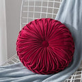 MOCOFO 14" Velvet Pleated Round Pumpkin Throw Pillow Couch Cushion Floor Pillow for Sofa Chair Bed Car Home Decorative