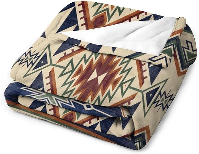 Native Throw Blanket, Southwest Tribal Aztec Pattern Vintage Abstract Ethnic Geometric Print Couch Sofa Bed Plush Throw Blanket 50"x60"