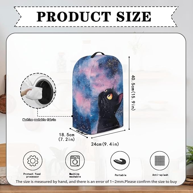 Black Cats Starry Sky Blender Cover Dust Cover Appliance Dust Cover for Small Food Processor Coffee Maker Juice Maker with Top Handle Blue and Pink Starry Sky