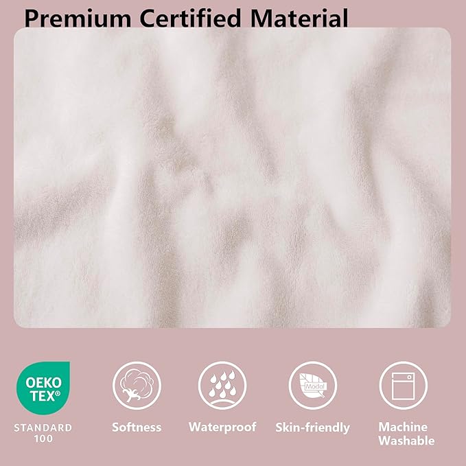 Waterproof Blanket for Bed, Leak Proof Dog Couch Blankets Reversible, Pet Throw Sofa Furniture Protector Machine Washable-82 x120,Pink+Cream