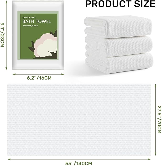Disposable Bath Towels, 25 Pack 55" x 27.5" Ultra-Soft and Quick Dry Bath Towel, Portable Salon Towels for Travel Sauna Spa Beach Gym