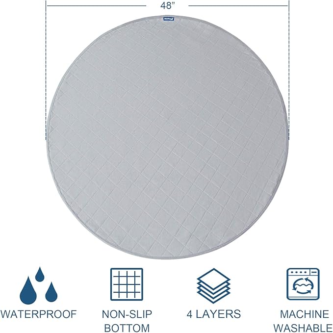 Washable Pee Pads for Dogs 2 Pack, Waterproof Round 48" Dog Whelping Pads, Reusable Pee Pad Quilted, Fast Absorbing Training Pads for Dogs, Housebreaking Absorption Pads,Grey & Chocolate
