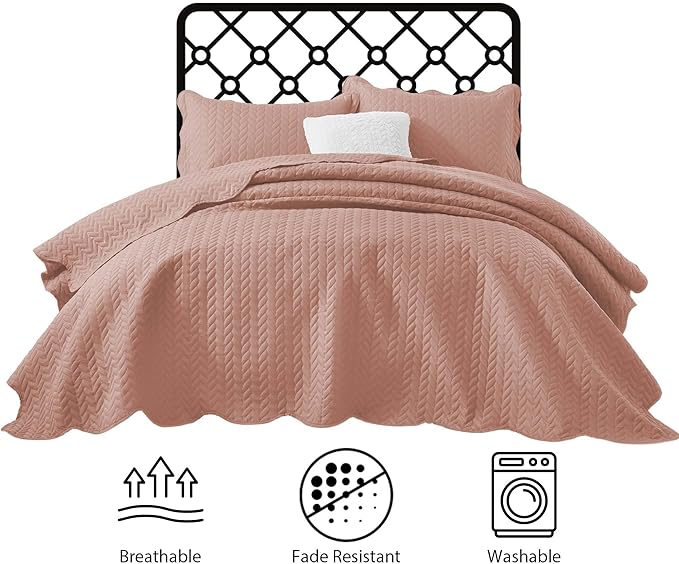 IR Imperial Rooms 8 Pack Quilt King Size Bedding (106" x 96") - Bulk Wholesale for Hotels, Guest Bedroom & Airbnbs - Lightweight Microfiber Reversible Embossed Quilts Bedspread (Peach)