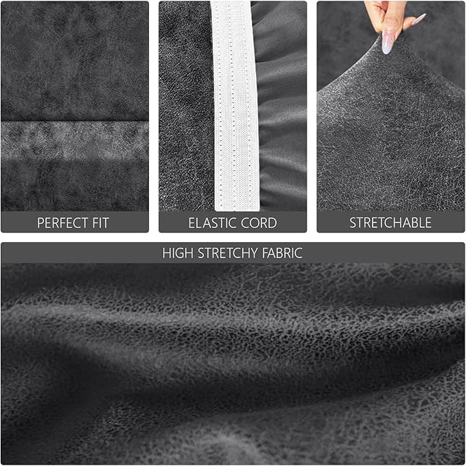 molasofa Leather Like Stretch Futon Slipcover Armless Futon Bed Sofa Cover Furniture Protector with Elastic Bottom, Soft and Washable Futon Cover for Sofa Bed Stay in Place（Medium，Light Grey）