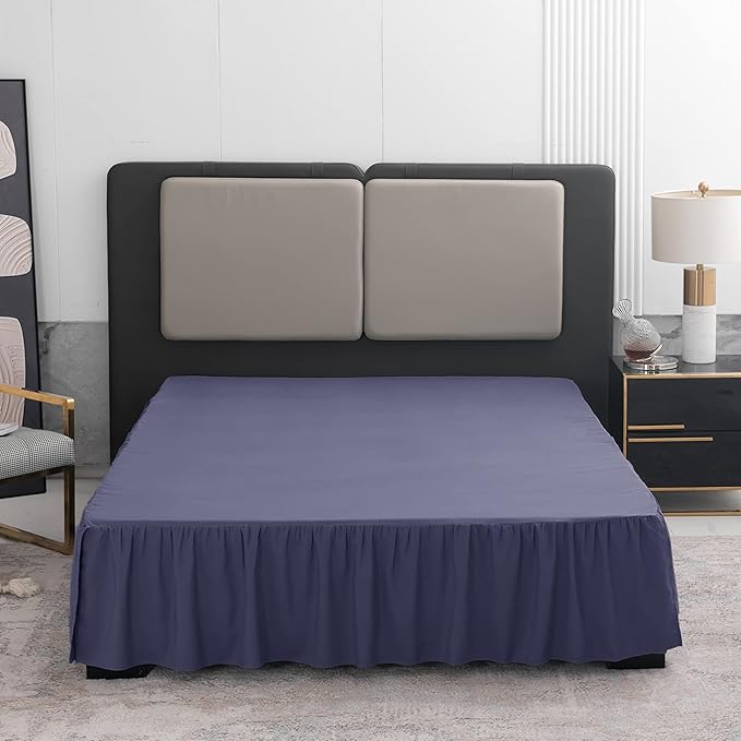 TSUTOMI Navy Blue Bed Skirt Full Size Ruffled Bed Skirt with Split Corners, Full Bed Skirt 12 Inch Drop, Full Size Bed Skirt Black for Ruffled Bed Skirt with Split Corners, Bed Skirt Full Size