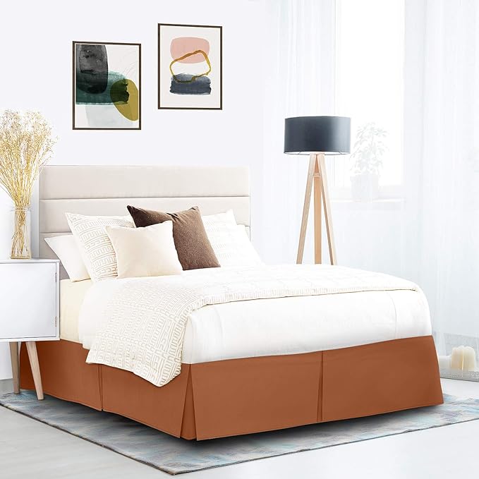 Nestl Rust Twin XL Bed Skirt - Twin XL Size Bed Skirt 14 Inch Drop - Brushed Microfiber Bed Skirts - Hotel Quality Pleated Bed Skirt - Shrinkage & Fade Resistant