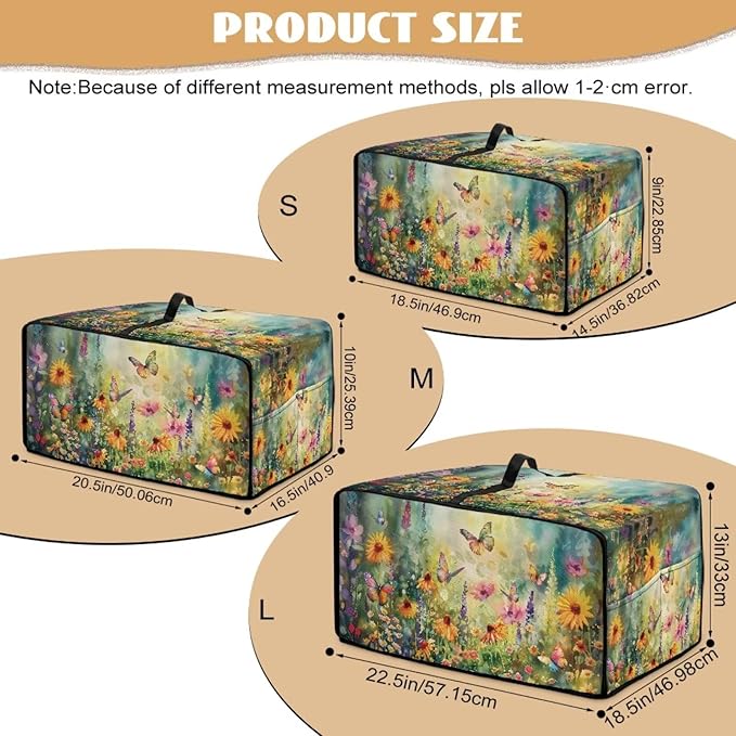 Microwave Oven Dust Cover with Storage Bags Waterproof Microwave Oven Grill Cover Protector Universal Reusable Decor Accessories for Kitchen, Vintage Daisy Sunflower Floral Butterfly Print, S
