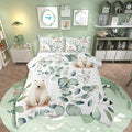 Erosebridal Boys Cartoon Animal Bedding Full Size for Kids Toddler Kawaii Polar Bear Comforter Set Full, Arctic Wildlife Duvet Insert White Green Quilt Comforter, Eucalyptus Bedding Comforters & Sets