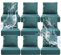 6" Thicker Outdoor Chair Cushion 9 Sets - 24" *24" *6" Waterproof Patio Furniture Cushions with Removable Cover, 28D High Density Sponge Filling Thicken Outdoor Patio Cushions - Peacock Blue