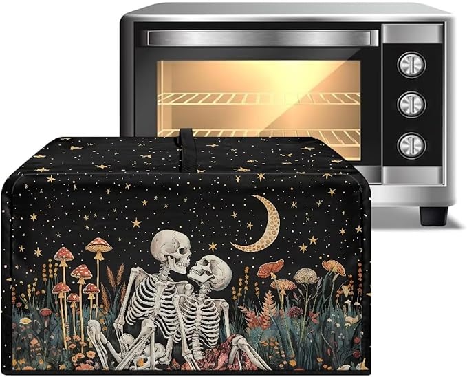 Microwave Oven Dust Cover, Halloween Skull Heat-Resistant Dust Proof Waterproof Oven Cover for Smart Oven Air Fryer Microwaves Easy-Clean Printed Countertop Microwaves Dusts Covers