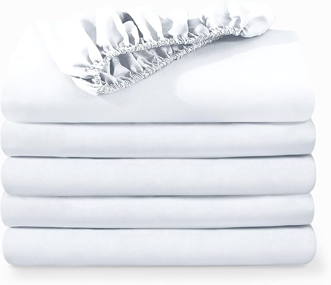 Bare Home 5-Pack Fitted Bottom Ultra-Soft Sheets Queen - Premium 1800 Ultra-Soft Wrinkle Resistant Microfiber - Deep Pocket (Queen, White)