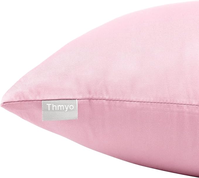 4-Pack 100% Cotton Comfortable Solid Decorative Throw Pillow Case,Thmyo Square Cushion Cover Pillowcase Sublimation Blank Pillow Covers DIY Throw Pillowcase for Sofa Bedroom(22x22 inch/ 55x55cm, Pink)