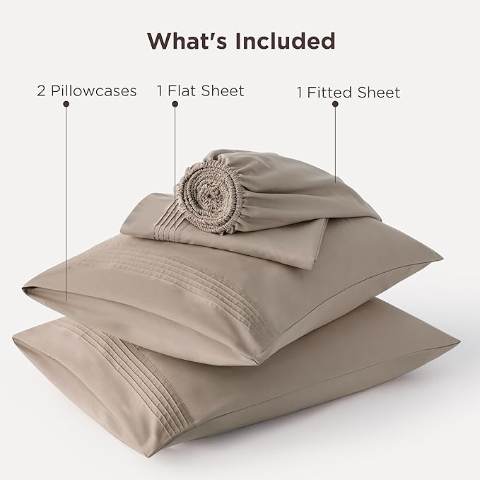 Bedsure Deep Pocket King Sheet Set - Fits Mattresses Up to 21 Inches Thick - 4 Piece GentleSoft Bed Sheets, Moisture Wicking, Soft & Cooling Bedsheet & Pillowcases, Easy & Secure Fit, Brown