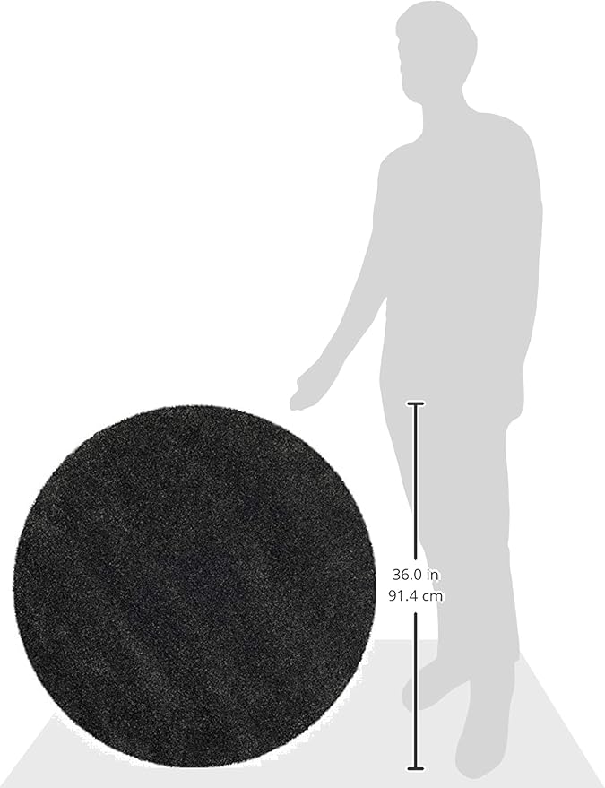 SAFAVIEH Milan Shag Collection 3' Round Dark Grey SG180 Solid Non-Shedding Living Room Bedroom Dining Room Entryway Plush 2-inch Thick Area Rug