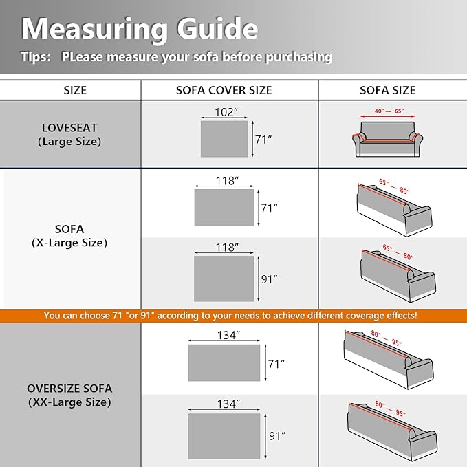 MEETSKY Sectional Couch Covers Sofa Slipcover Couch Protector Covers Universal Fit for Couch 2 Seat Thick Washable Modern Decor for Living Room, 91" x 118", Sage Green
