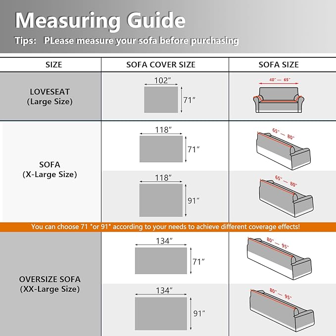 MEETSKY Sofa Covers for 3 Cushion Couch Sofa L Shaped Couch Cover Slipcovers Thick Chenille Couch Cushion Covers for Loveseat Sectional Couch Covers for Pets,Kids, 71" x 134", Light Grey
