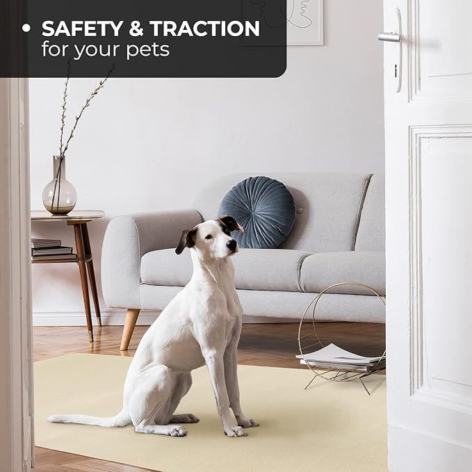 House, Home and More Skid-Resistant Carpet Indoor Area Rug Floor Mat - Ivory Cream - 6 Ft X 8 Ft - Non Slip Rubber Backing, Stain Resistant, Dog Friendly, Living Room Bedroom Kitchen Entryway