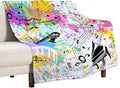 Music Blanket Colorful Graffiti Piano Keys Music Note Modern Abstract Art Print Soft Cozy Lightweight Throw Blanket for Kids Girls Boys Bedroom Living Room Dorm Chair Sofa Travel 40x50in