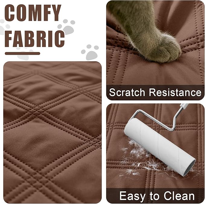 Smiry Waterproof Dog Bed Cover Blanket 40x50, Soft Reversible Pet Blanket, Washable Leakproof Cats Dogs Couch Cover for Sofa, Couch, Furniture, Lattice, Brown/Beige