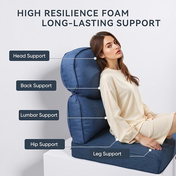 Patio Chair Cushions 4 Packs - Outside High Back Thick Water-Resistant Cushion 22x24 with Zipper Cover for Outdoor Glider Rocking Chairs Loveseat Couch – Blue/Crescent