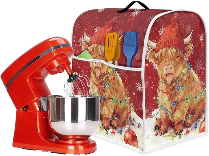 Highland Cow Stand Mixer Cover Dust Protective Christmas Stand Mixer Covers For Kitchen Aid 6-8 Quart Mixers Dustproof Cloth Cover for Small Appliance Protector Gift for Friends