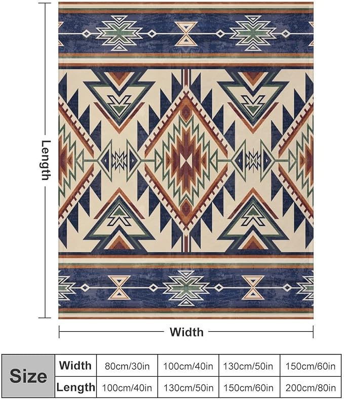 Native Throw Blanket, Southwest Tribal Aztec Pattern Vintage Abstract Ethnic Geometric Print Couch Sofa Bed Plush Throw Blanket 40"x50"