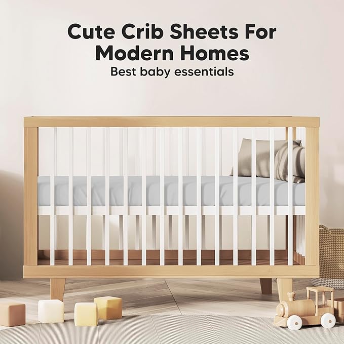 KeaBabies 2-Pack Baby Crib Sheets for Boys, Girls - 52x28 Viscose Derived from Bamboo Toddler Bed Sheets Neutral, Fitted Crib Mattress Cover for Standard Baby Bedding, Soft & Cozy (French Gray)