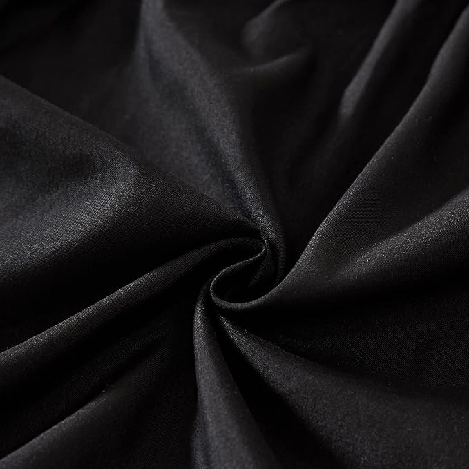 MEILA Wrap Around Bed Skirt Three Fabric Sides Elastic Dust Ruffled 18 Inch Tailored Drop,Easy to Install Fade Resistant-Black, Twin/Full