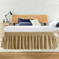 Twin Bed Skirt, Elastic Wrap Around Bed Skirt Twin Size, Bed Skirts for Adjustable Bed, Easy Fit with 14" Drop Length Tailored Drop Dust Ruffle (Beige)