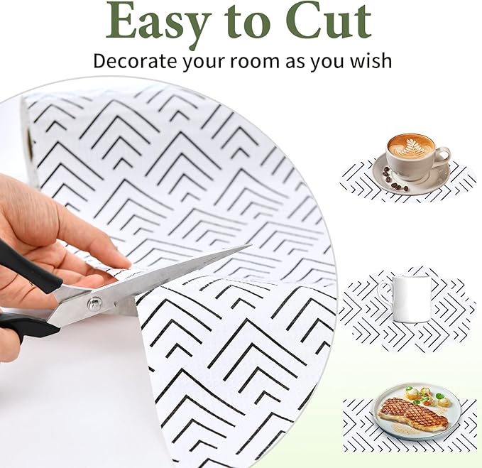 Shelf Liner for Kitchen Cabinets Non Adhesive Drawer Liner Non-Slip Thickened Shelf Liner Paper Strong Easy to Clean for Tool Box Refrigerator with Knife and Tape Measure, Black Arrow, 11.8 x 118 in