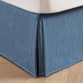 MIYE Pleated Waffle Weave Bed Skirt, Tailored Dust Ruffle 12 Inch Drop Easy Fit, Machine Washable (Blue,Cal King - 12" Drop)