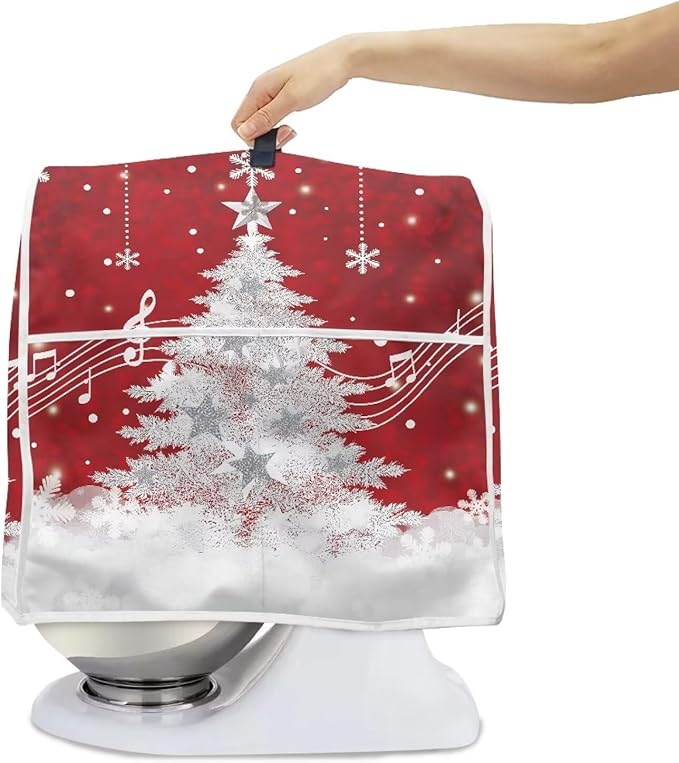 Christmas Mixer Cover for Kitchen Aid 4.5-5 Quart Stand Mixers, Xmas Tree Kitchen Appliance Dust Cover Washable Dustproof Cloth Cover with Pocket for Kitchenware Gift for Christmas