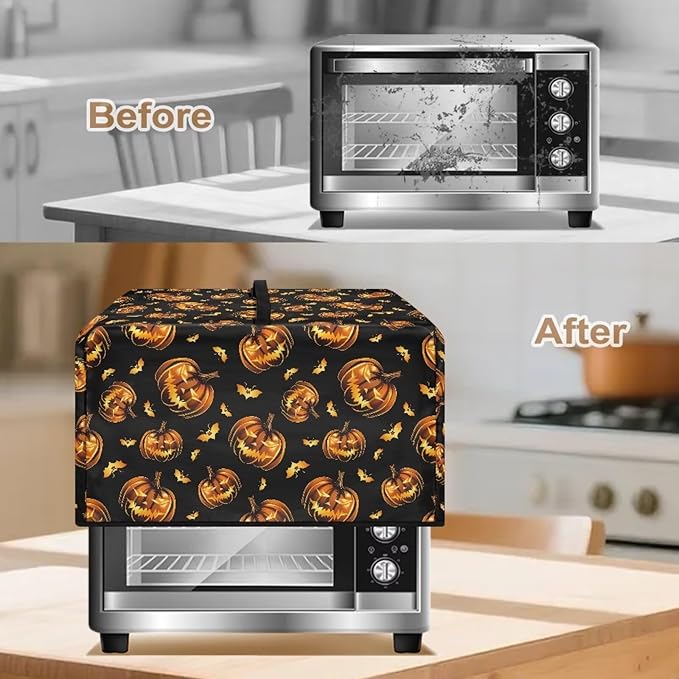 Microwave Oven Dust Cover, Halloween Pumpkin Protective Dust Cover for Microwave Oven Multifunction Greaseproof Covers Kitchen Protector Kitchen Accessories for Microwaves Ovens