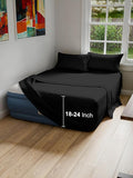 Air Mattress Sheet Set for Queen Size - 4 Piece Breathable & Cooling Sheets w/Extra Deep Pockets - Fits Inflatable & Blow Up Air Mattresses Up to 24 Inches Thick - Ultra Soft & Wrinkle Free - Black