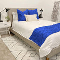 Bed Runner Set - 100% Pure Cotton 800 Thread Count - Luxury 1 Pinch Pleated Bed Runner and 2 Pillow Cover - 3 Piece Pinch Pleated Bed Runner Set King, Royal Blue