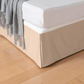 Queen Bed Skirt, Grid Plaid Soft Quadruple Pleated Ruffle Bed Skirt, Tailored Dust Ruffle 12 Inch Drop Easy Fit, Machine Washable (Beige)