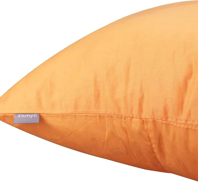 4-Pack 100% Cotton Comfortable Solid Decorative Throw Pillow Case Square Cushion Cover Pillowcase Sublimation Blank Pillow Covers Halloween DIY Throw Pillowcase(20x20 inch/ 50x50cm,Pumpkin Orange)