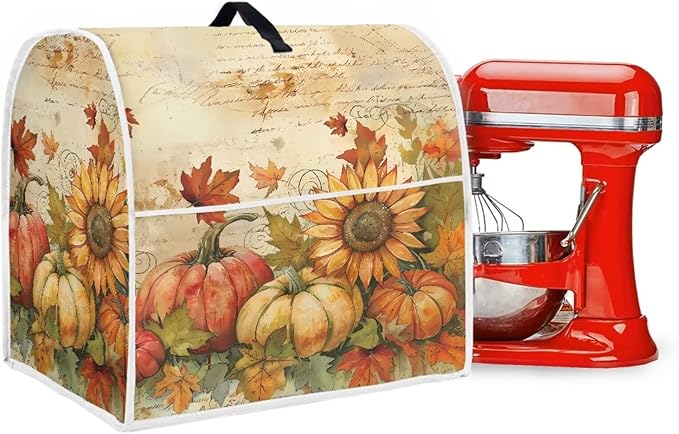 Pumpkin Mixer Cover for Kitchen Aid 6-8 Qt Mixer, Maple Leaf Small Appliance Dust Covers Universal for Air Fryers, Coffee Makers, Kitchen Decor Gift for Friends