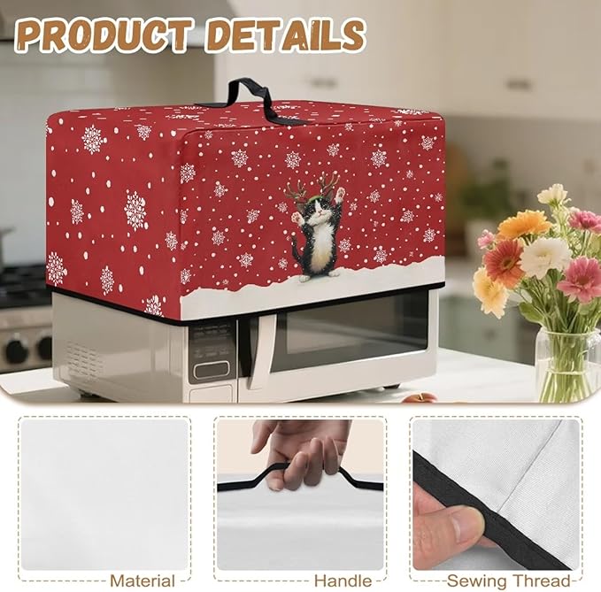 Microwave Oven Dust Cover, Christmas Cat Dust-Proof Microwave Toaster Oven Cover Washable Microwaves Ovens Covers Printed Microwaves Ovens Covers Kitchen Appliance Dust Protector